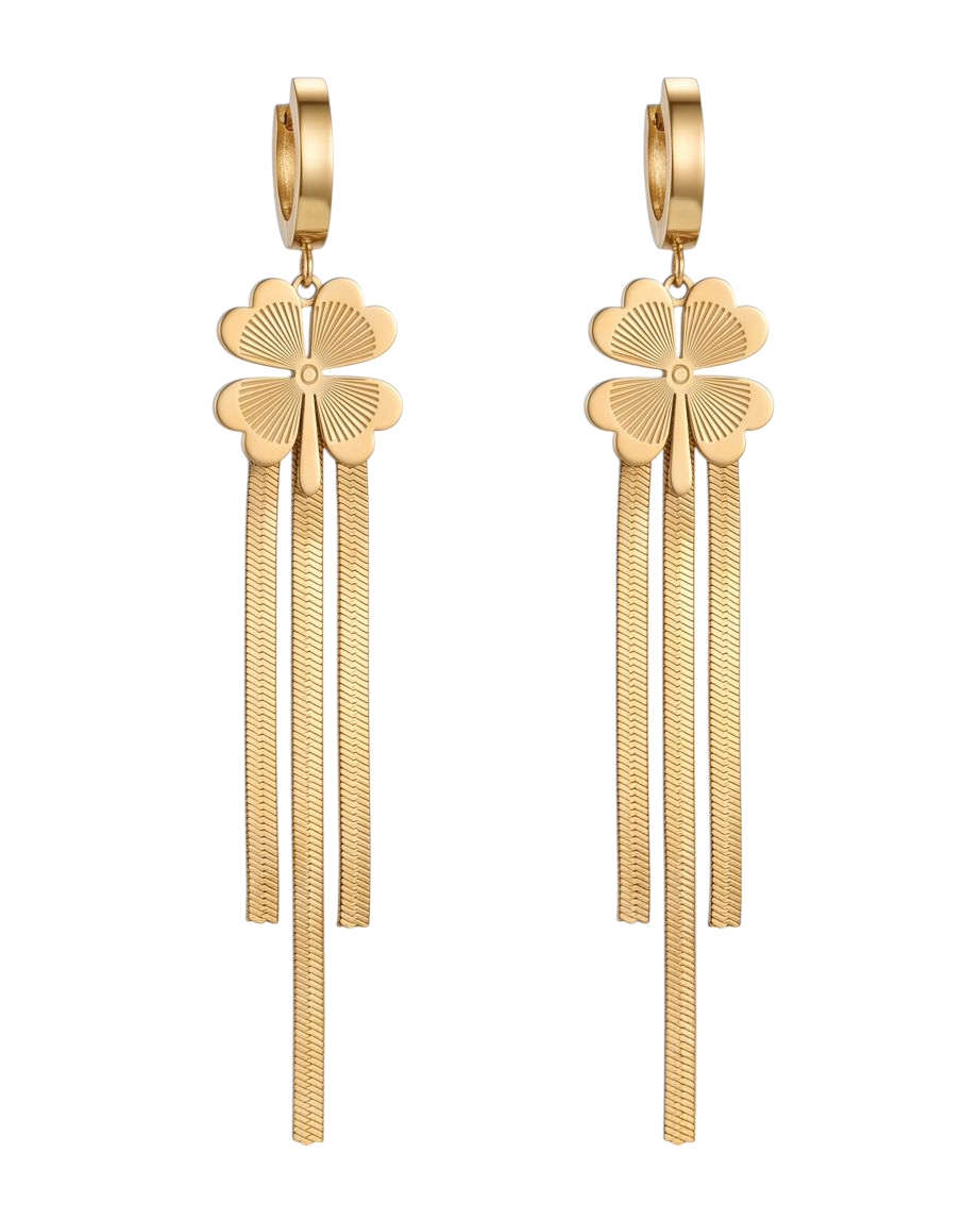 Rawnq Stainless Steel Four Leaf Clover Huggie Hoop Earrings for Women
