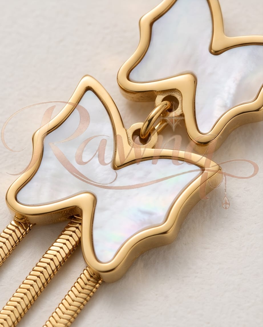 Rawnq Stainless Steel Double Butterfly Drop Earrings for Women