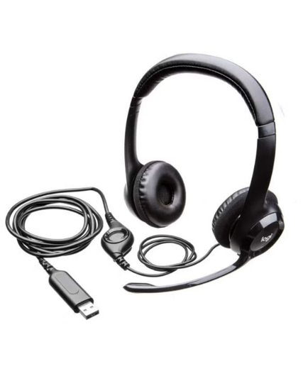 Logitech H390 Wired USB Computer Headset with Noise-Canceling Mic (Black)
