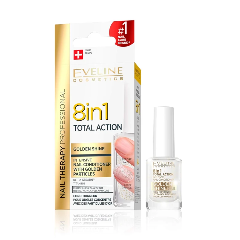 Eveline Cosmetics - بلسم أظافر 8 في 1 بجزيئات ذهبية