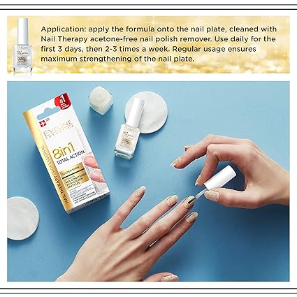 Eveline Cosmetics - بلسم أظافر 8 في 1 بجزيئات ذهبية