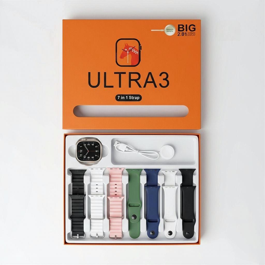 ساعه ذكيه Ultra 3 مقاس 49ml مع 7 استراب شاشه 2.01