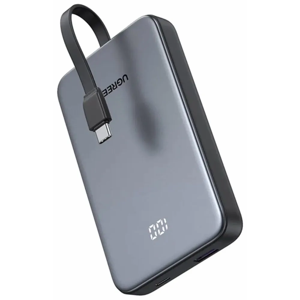 باور بانك يوجرين 10000 مللي أمبير 20 واط مع كابل مدمج -UGREEN 10000mAh 20W Power Bank with Built-in Cable - PB526 (ضمان 24 شهر)