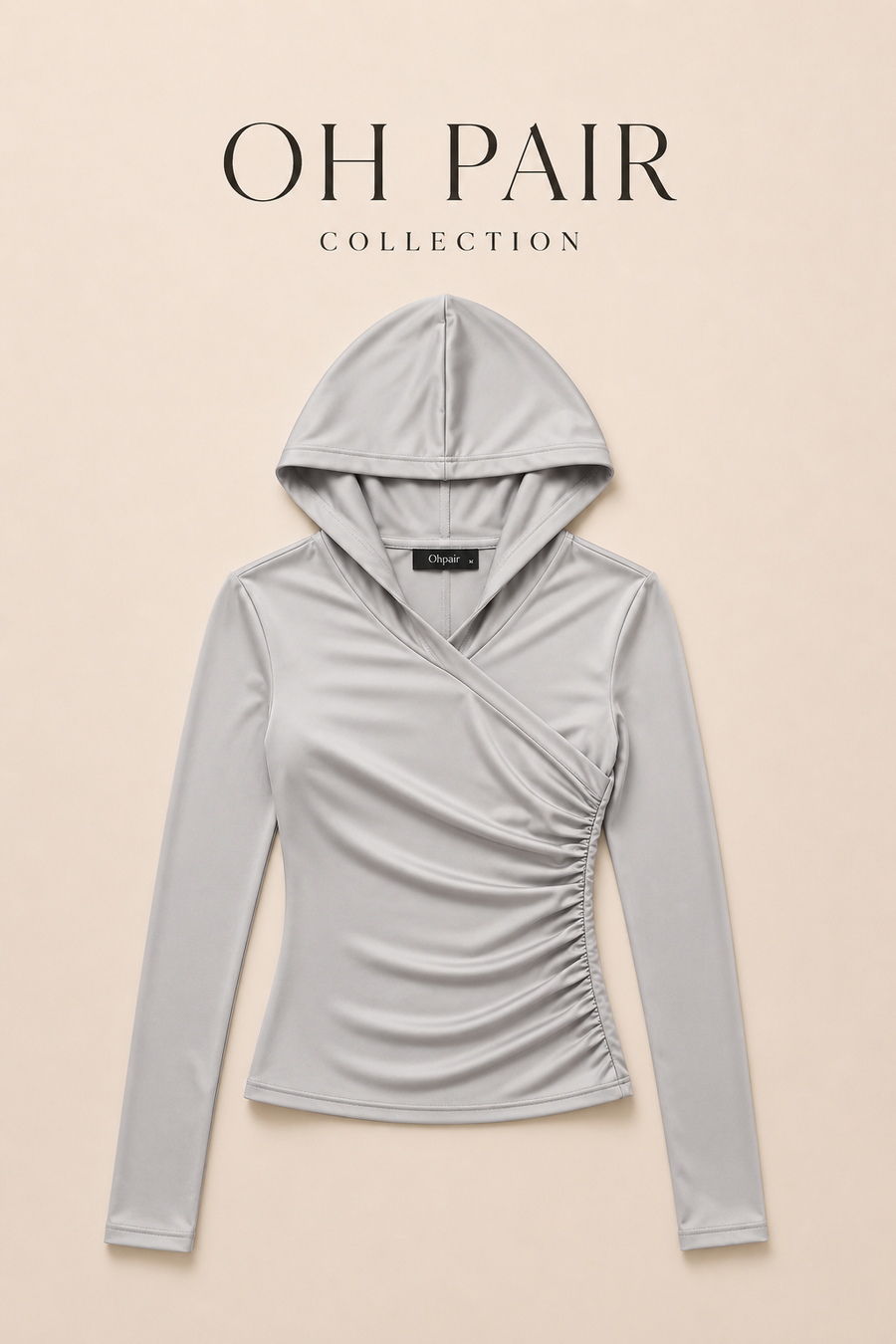 Ruched Wrap Hoodie Top