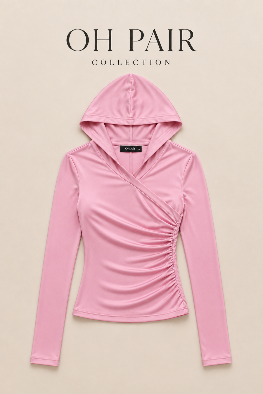 Ruched Wrap Hoodie Top