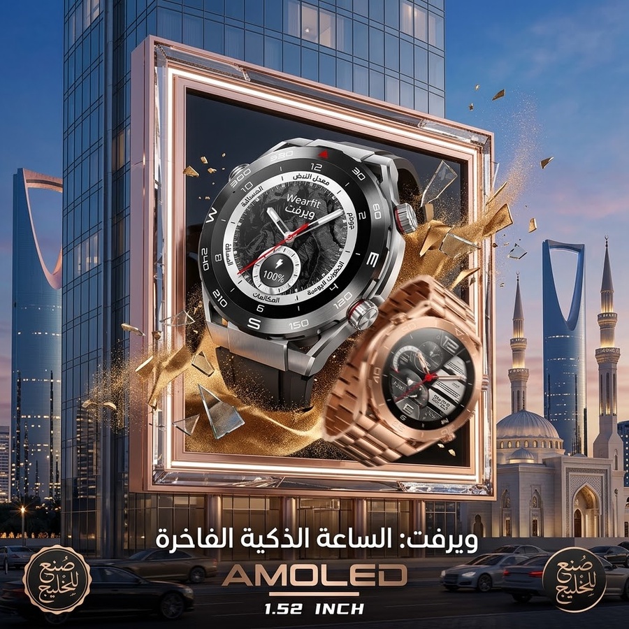 ساعة ذكية عصرية بشاشة HD بحجم 1.52 بوصة، دعم مكالمات البلوتوث وتتبع الصحة والرياضة
