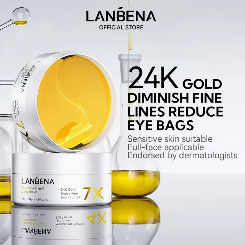LANBENA - رقع العين هيدرا جل بالذهب عيار 24 قيراط
