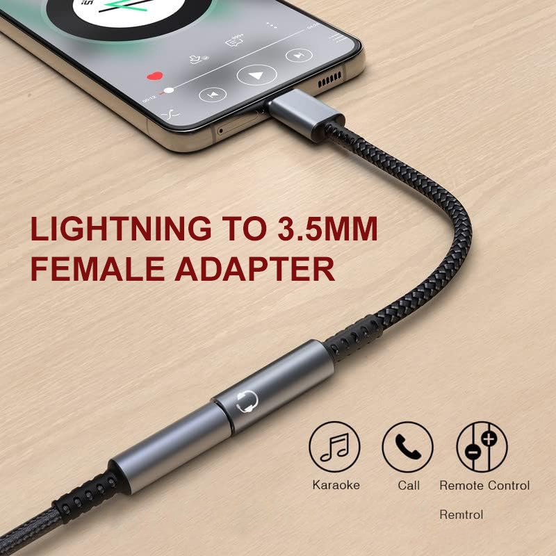 لادنيو كونفيرتر أدبتور (لايتينج تو 3.5 مليميتر فيميل أدبتور)- LDNIO Converter Adapter (Lightning To 3.5 MM Female Adapter) (130mm) LS-Y80i