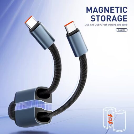 لادنيو فاست تشارجر داتا كابل( تايب سي – تو – تايب سي)(2 في 1 شحن وإرسال ونقل بيانات) - LDNIO Fast Charging Data Cable (Type-C To Type-C) ( 2 In 1 Charging and Transmission) (25 C.M) (65W) LC-23c