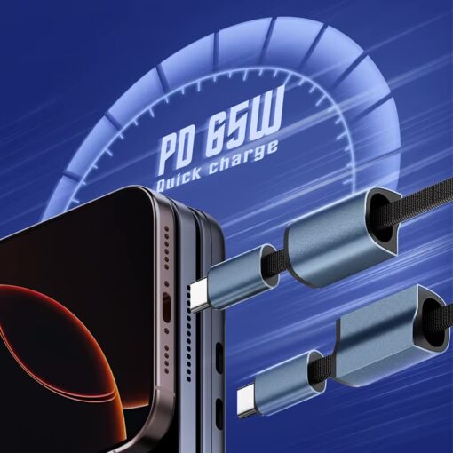 لادنيو فاست تشارجر داتا كابل( تايب سي – تو – تايب سي)(2 في 1 شحن وإرسال ونقل بيانات) - LDNIO Fast Charging Data Cable (Type-C To Type-C) ( 2 In 1 Charging and Transmission) (25 C.M) (65W) LC-23c