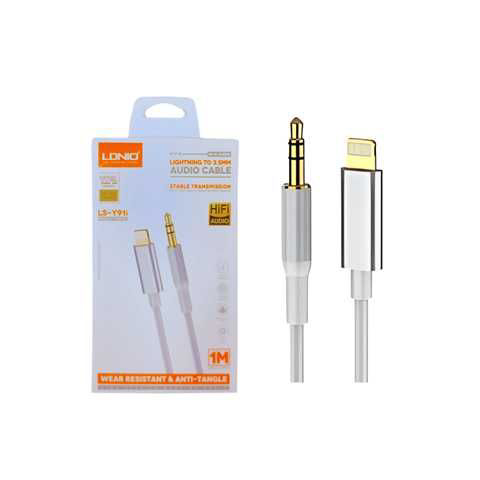لادنيو إيه يو إكس كابل ( لايتينج - تو – 3.5 مليميتر أوديو كابل ) 1متر - LDNIO AUX Cable (Lightning To 3.5MM Audio Cable) (1M) Model: LS-Y91i