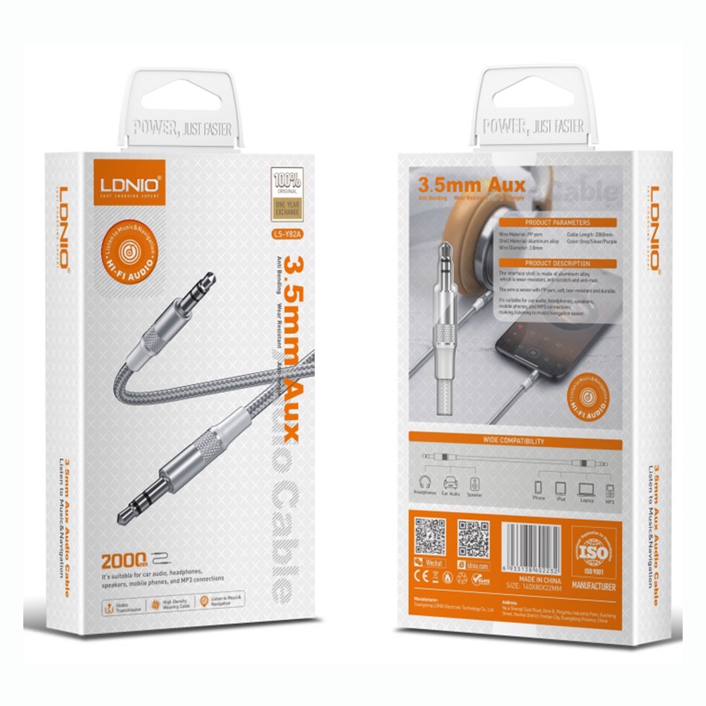  لادنيو LDNIO AUX Cable (3.5MM AUX Audio Cable Listen to Music & Navigation) (2000 mm) Model: LS-Y82A