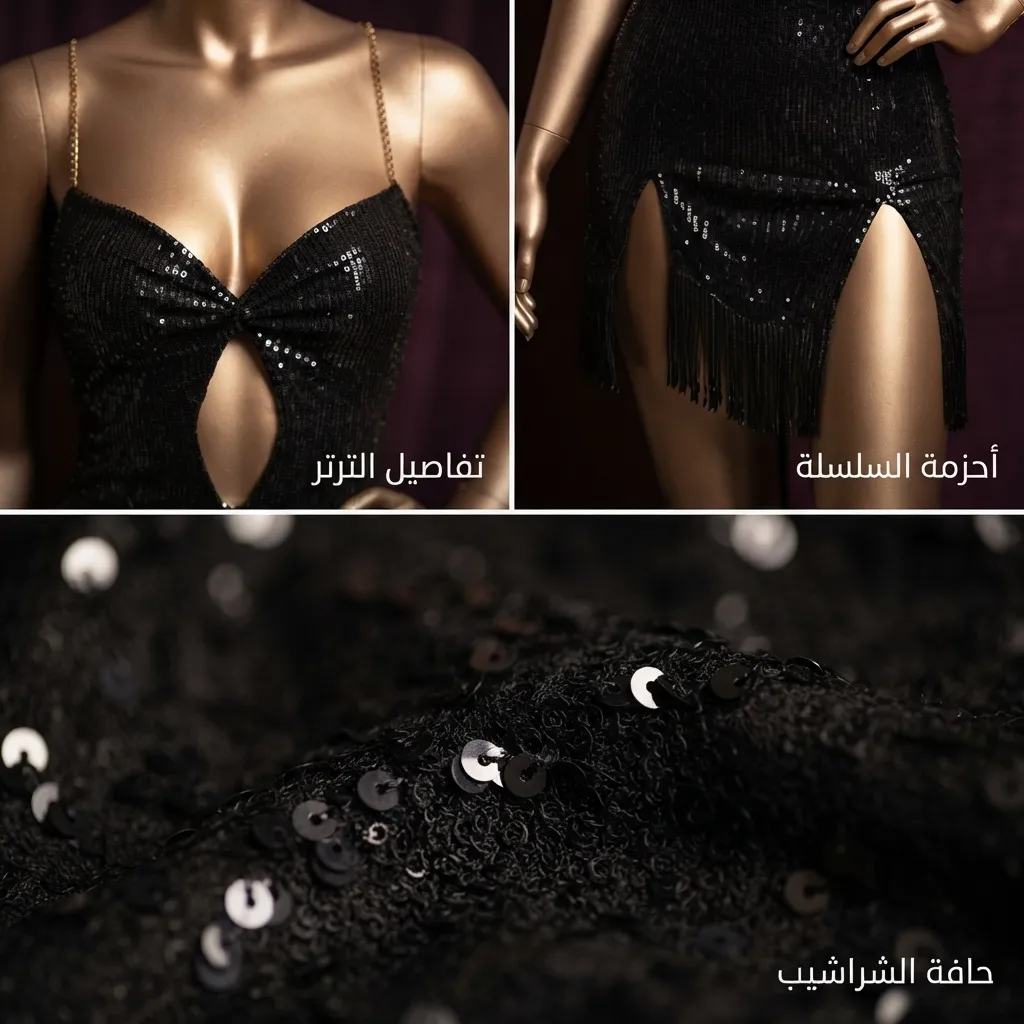 قميص نوم نسائي رنة خلخال كود 0155 براق بتفاصيل الشراشيب