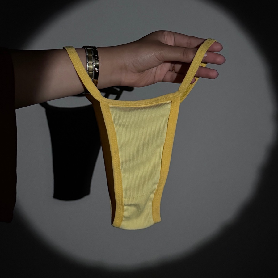 Ribbed Cotton Thong
