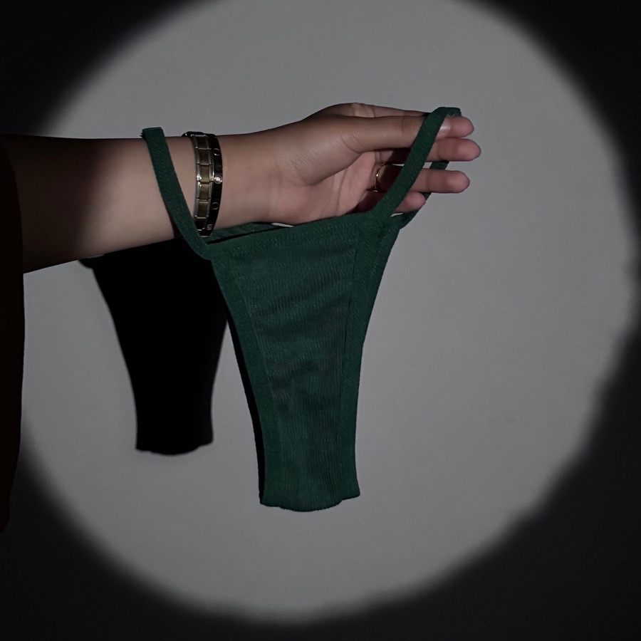 Ribbed Cotton Thong