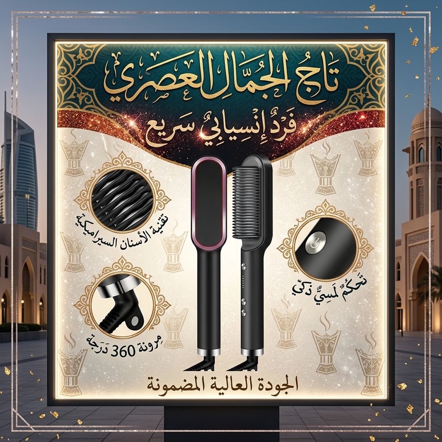 المشط الحراري الاحترافي بشرائح السيراميك لتصفيف وفرد الشعر (Ceramic Hair Straightener Comb)