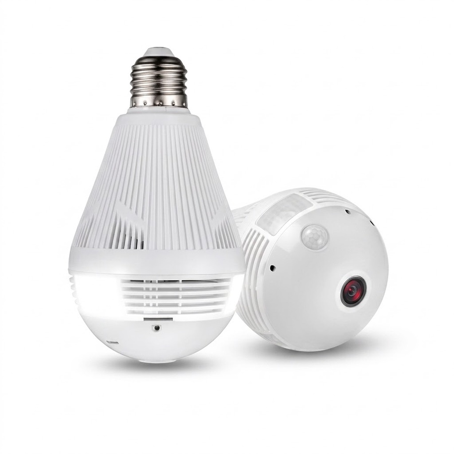 كاميرا مراقبة ذكية 360 درجة بتصميم لمبة سقف (Smart Bulb Security Camera 360)