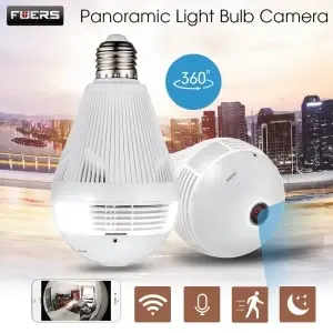 كاميرا مراقبة ذكية 360 درجة بتصميم لمبة سقف (Smart Bulb Security Camera 360)