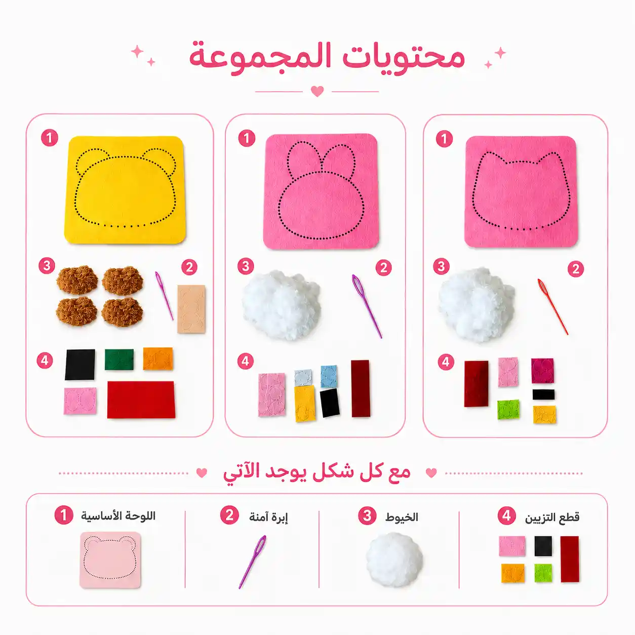 محتويات المجموعة التي تحتوي على ثلاثة لوحات