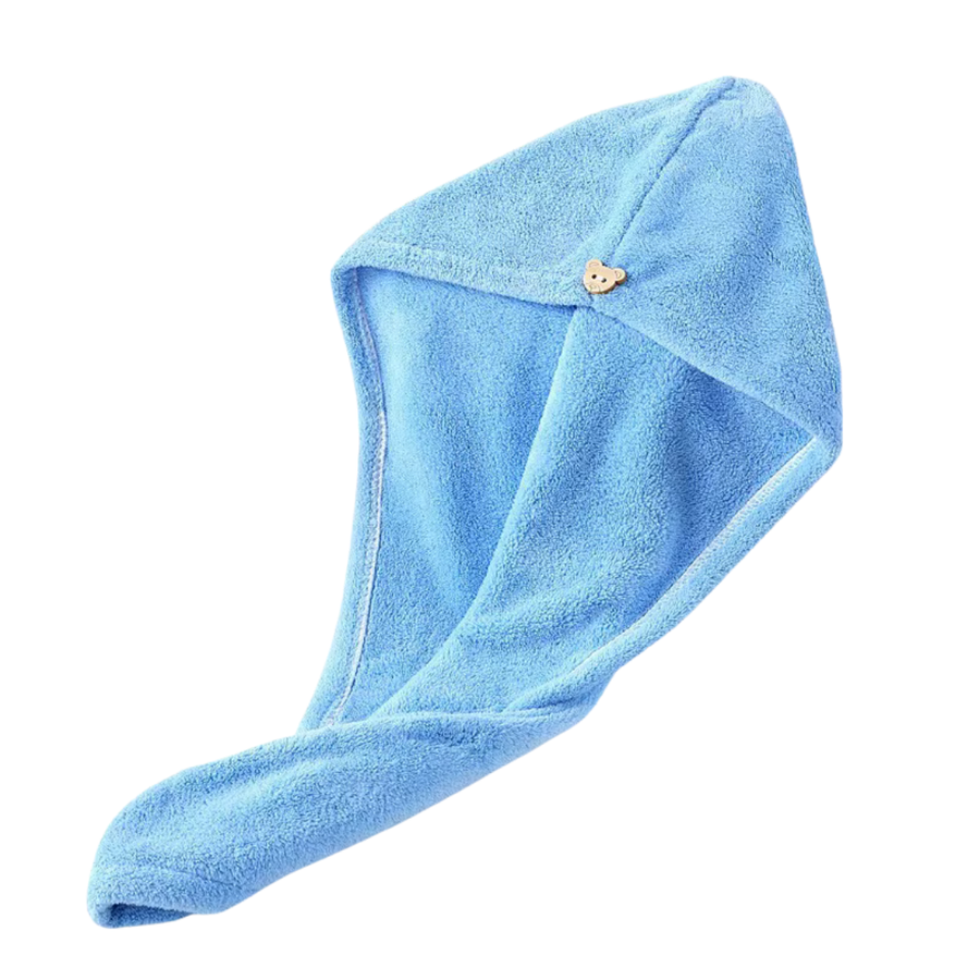 Premium Microfiber Hair Towel Wrap, Light Blue