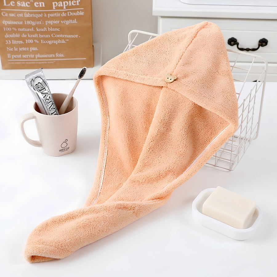 Premium Microfiber Hair Towel Wrap, Light Orange