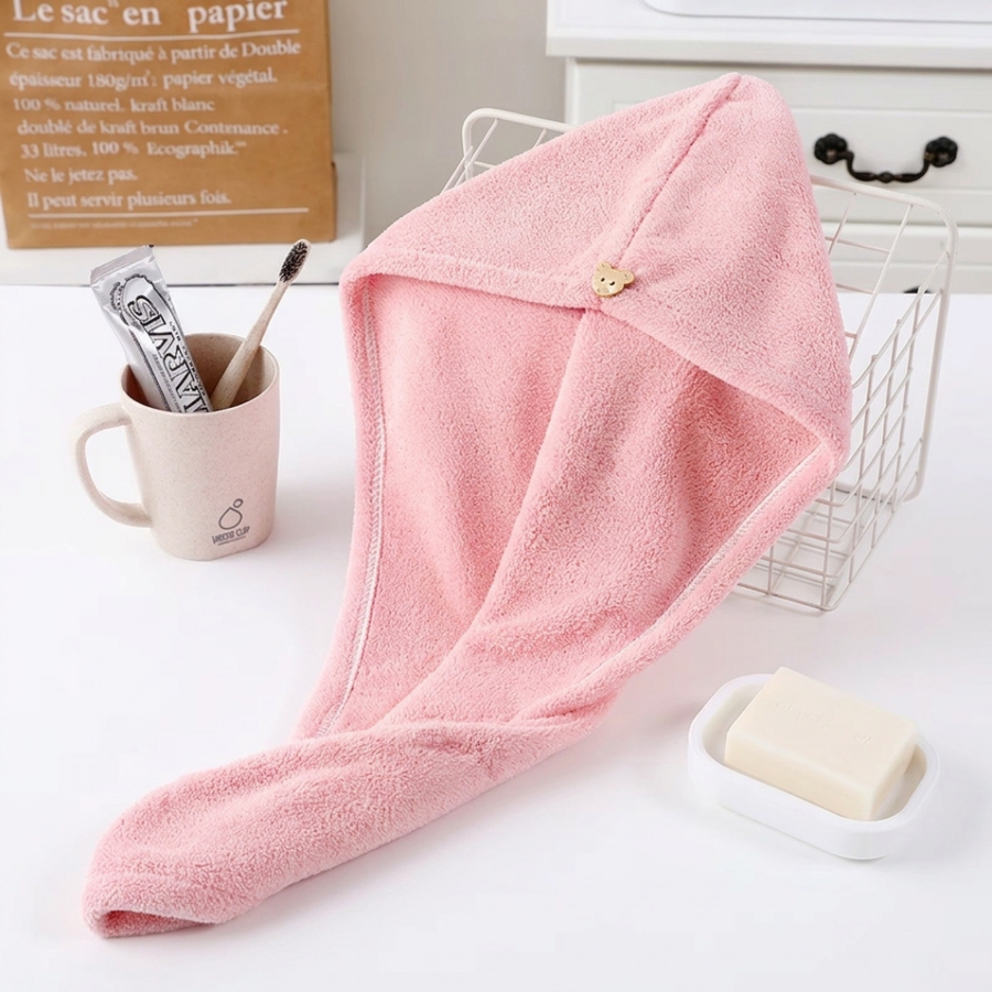 Premium Microfiber Hair Towel Wrap, Light Pink