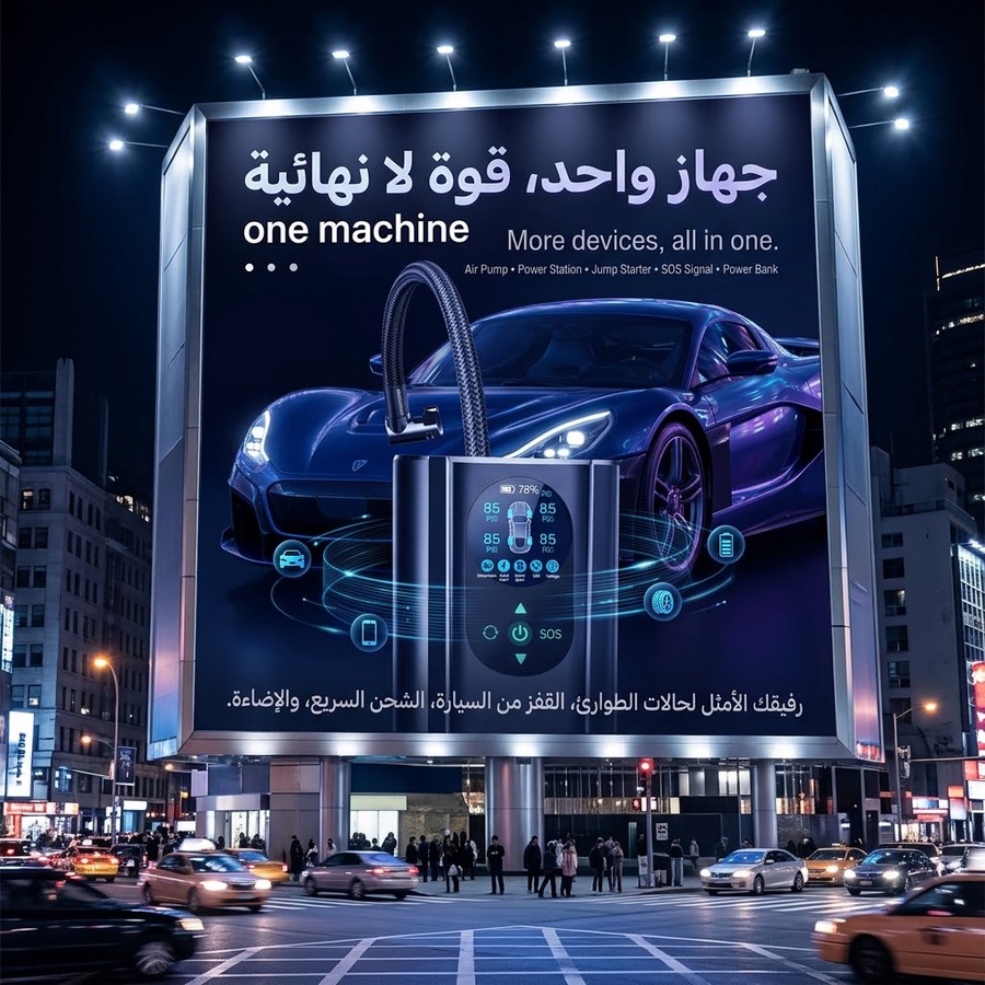 منفاخ إطارات سيارات كهربائي رقمي ألماني بقوة 120 واط وضغط 150 PSI
