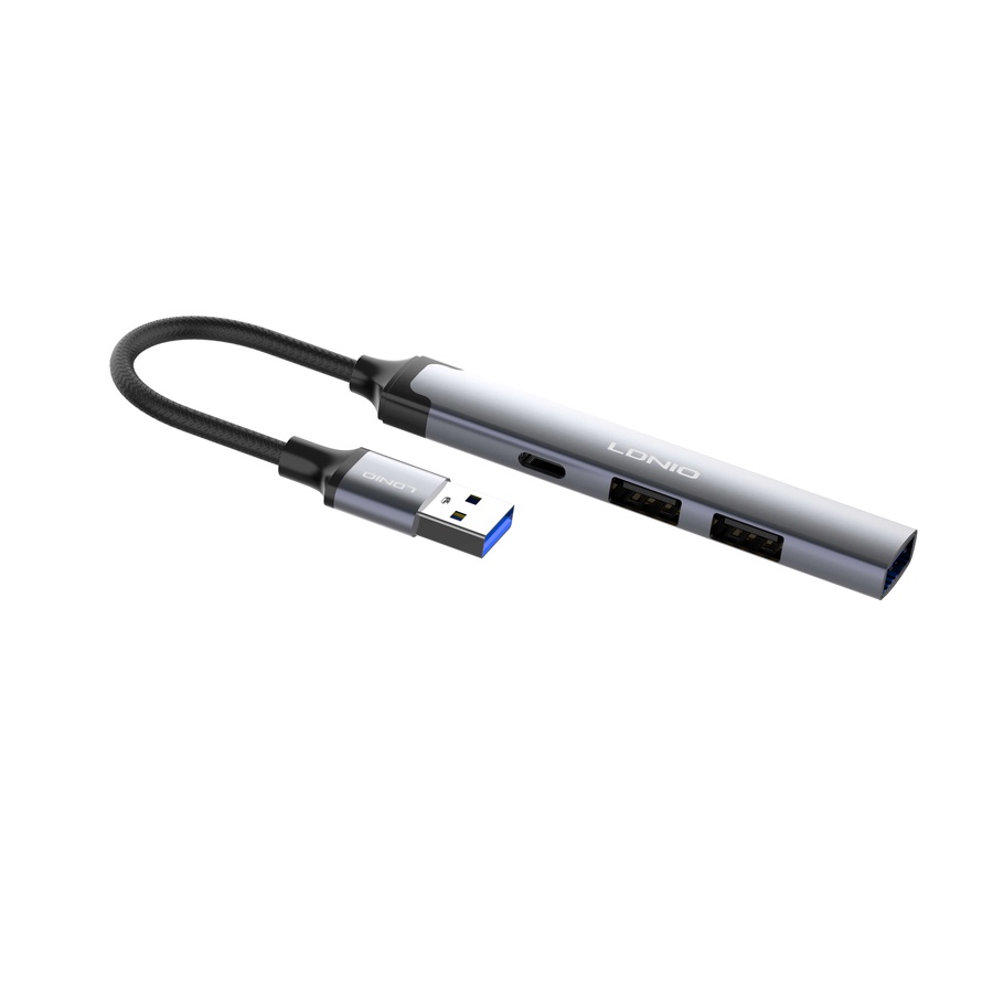 لادنيو ميني هاب 4 × 1 ( يو إس بي - تو - يو إس بي 3.0 × 1 + يو إس بي 2.0 × 2 + تايب سي 2.0 × 1) - LDNIO Mini Hub 4 in 1 (USB to USB 3.0 ×1 + USB 2.0 ×2 + Type C 2.0 × 1) (120 mm) DS-44C