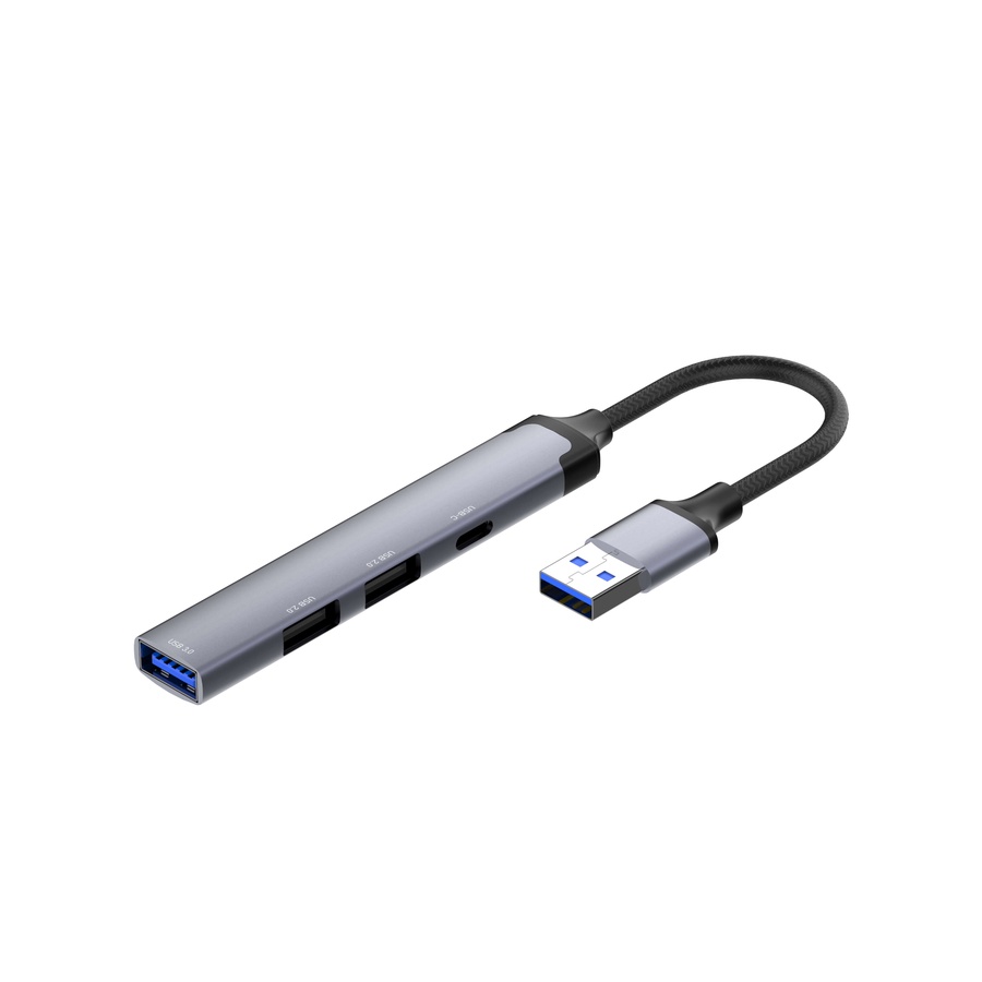 لادنيو ميني هاب 4 × 1 ( يو إس بي - تو - يو إس بي 3.0 × 1 + يو إس بي 2.0 × 2 + تايب سي 2.0 × 1) - LDNIO Mini Hub 4 in 1 (USB to USB 3.0 ×1 + USB 2.0 ×2 + Type C 2.0 × 1) (120 mm) DS-44C