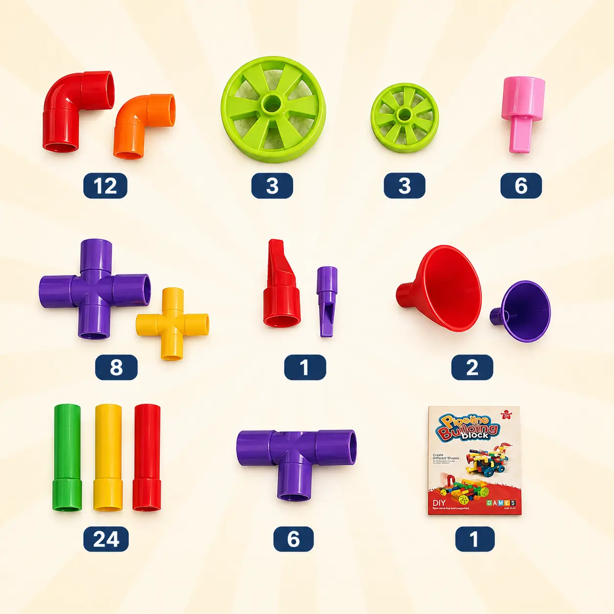 لعبة تركيب الأنابيب الإبداعية | Funny Tube Building Blocks Set