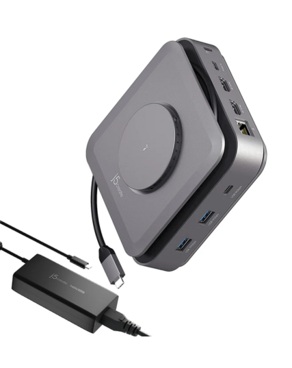 j5create JCD3199P USB-C 12-in-1 Docking Station with Dual 4K HDMI, 140W GaN PD Charger & 15W Wireless Charging