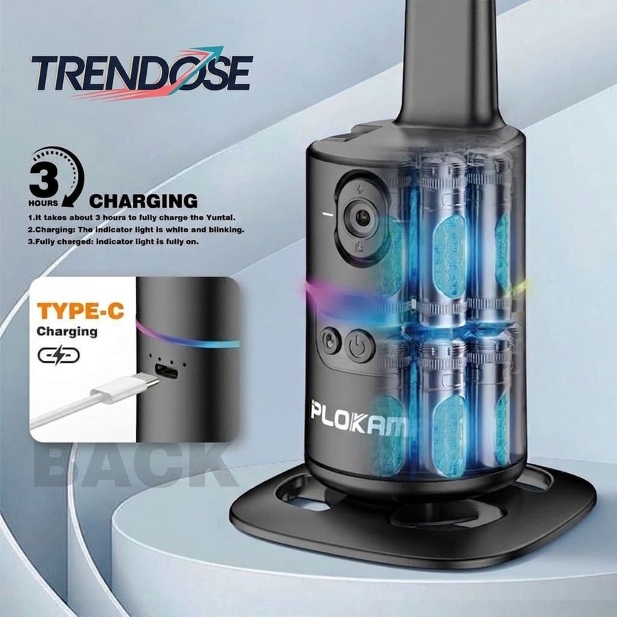 Smart AI Tripod, 360° AI Face Tracking, Gesture Control, Dual Ring Lights, Wireless Remote Control, Type-C Charging, Universal Smartphone Compatibility, Foldable & Portable Design