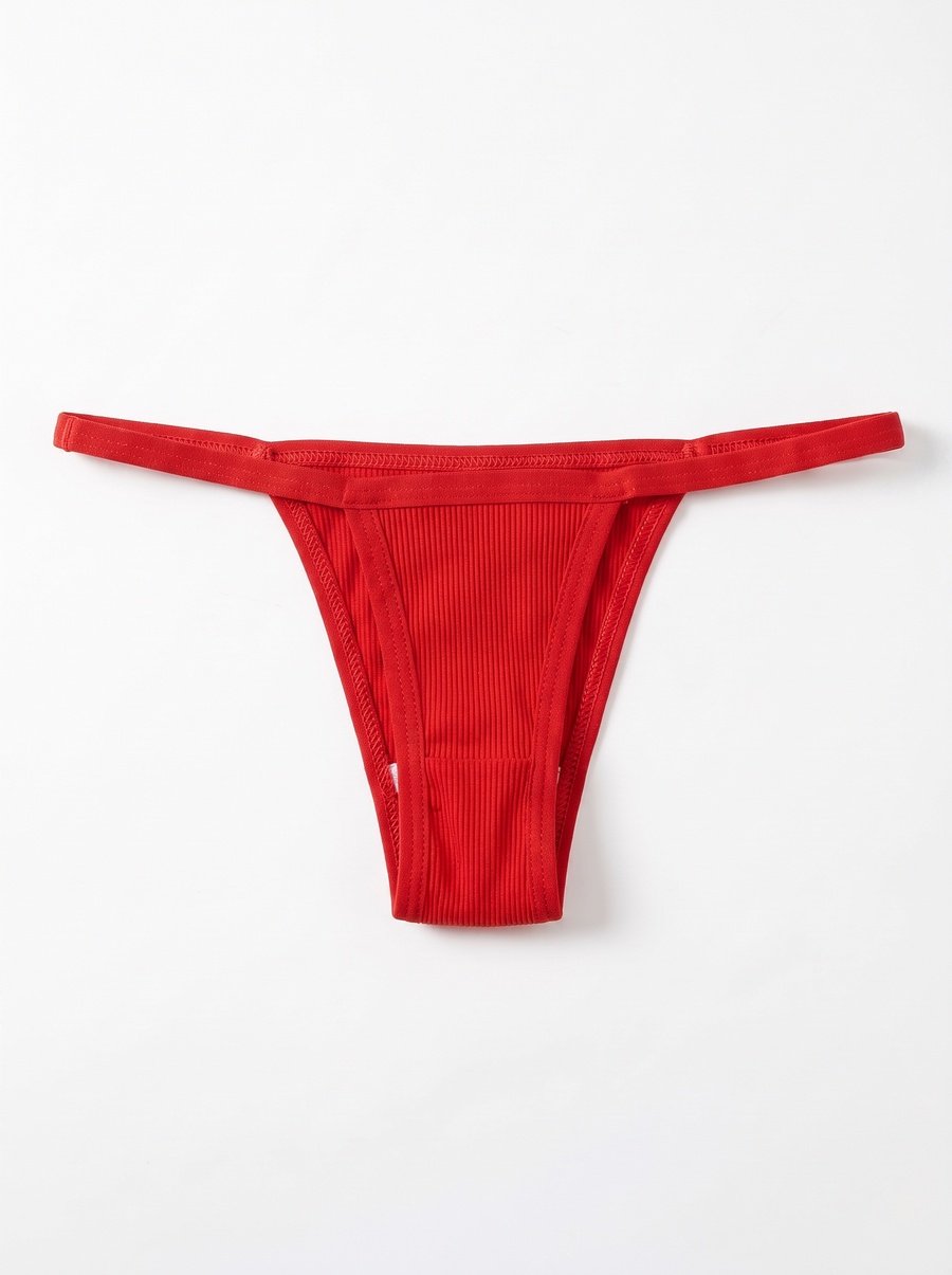 Ribbed Cotton Thong