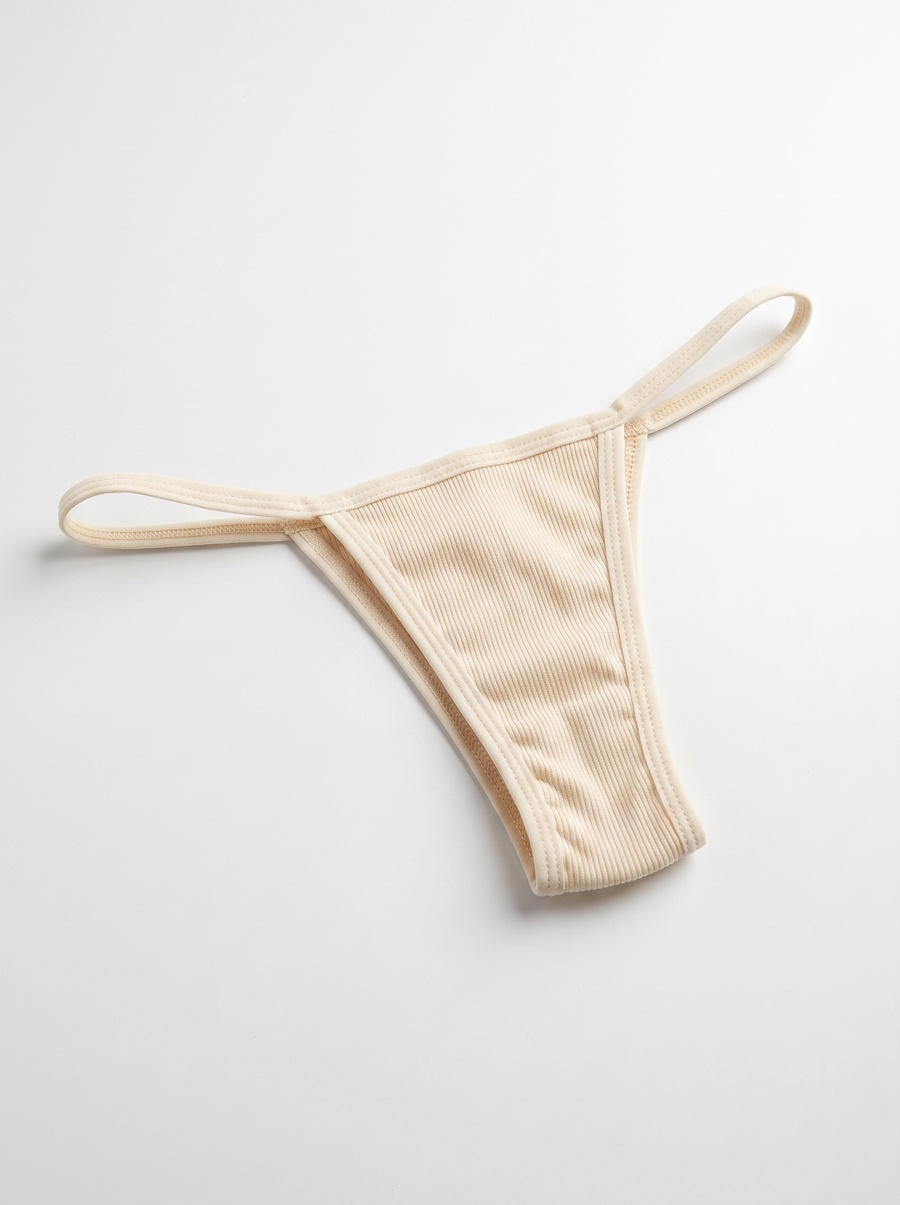 Ribbed Cotton Thong