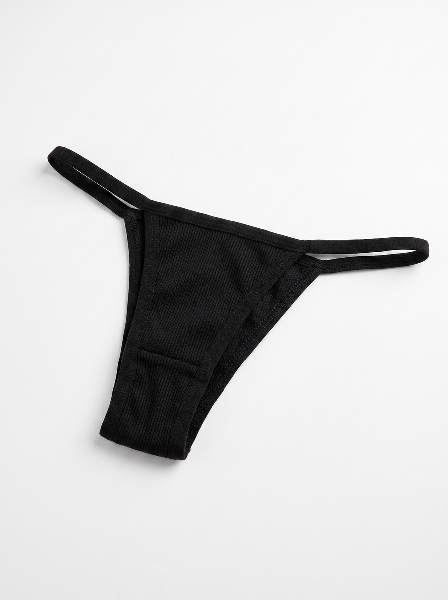 Ribbed Cotton Thong