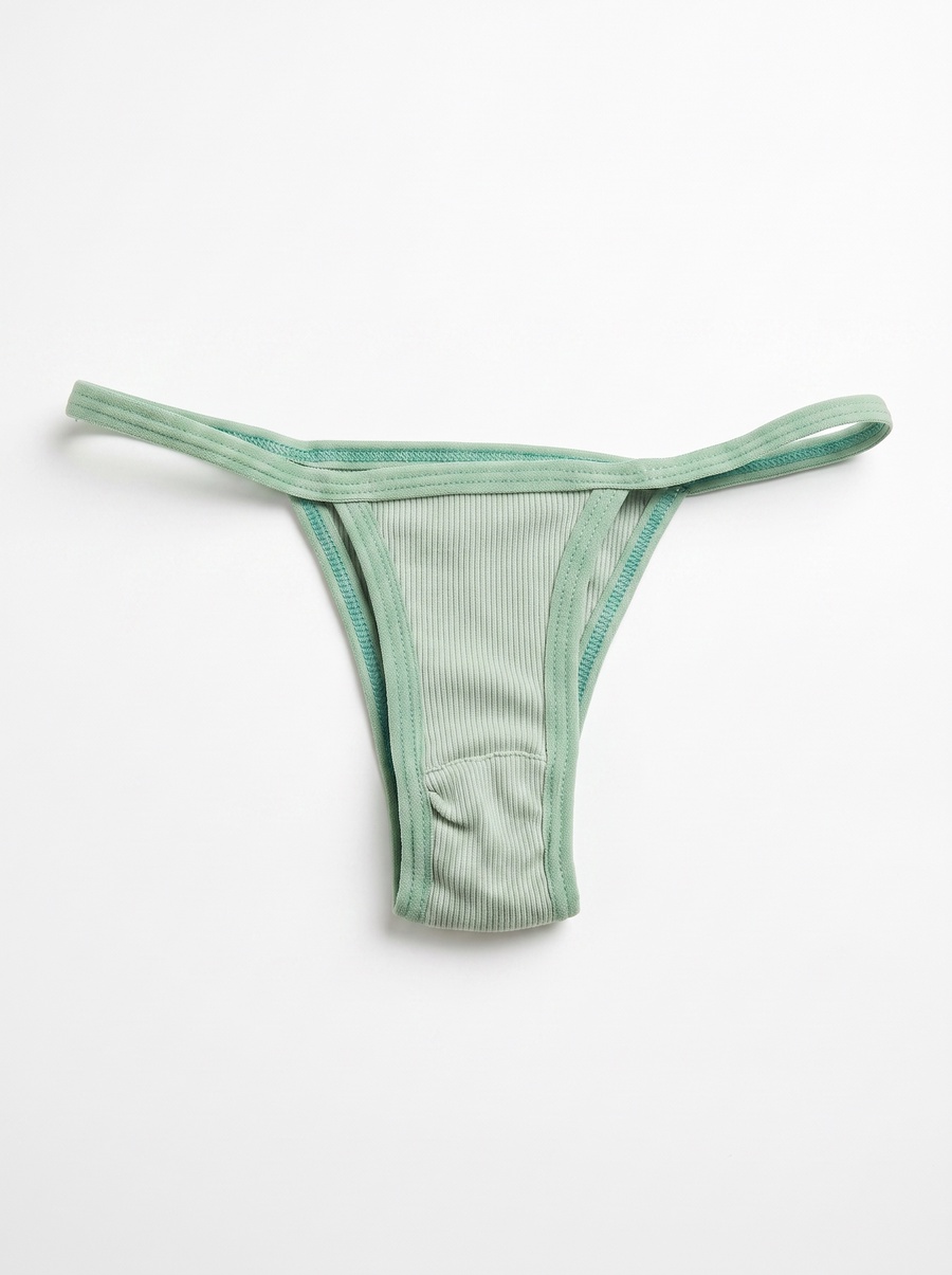 Ribbed Cotton Thong