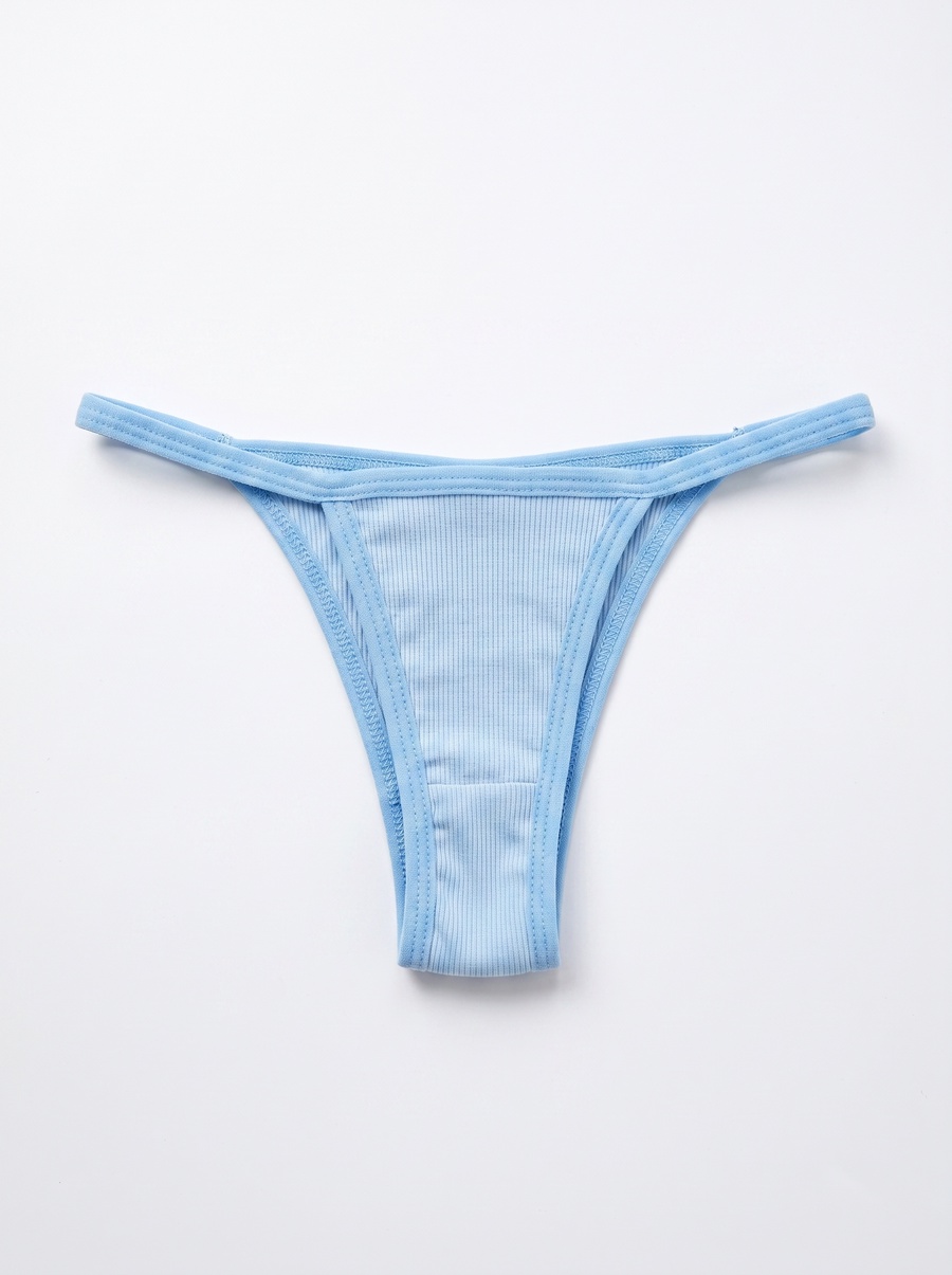 Ribbed Cotton Thong