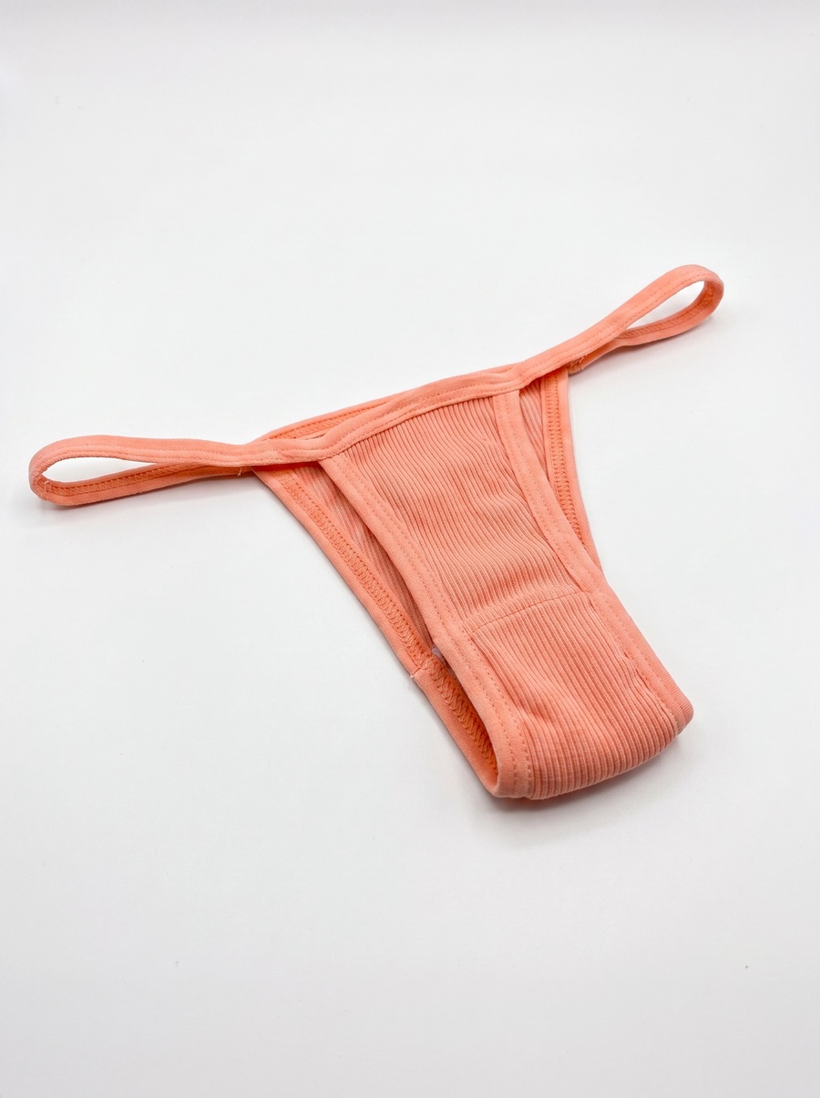 Ribbed Cotton Thong