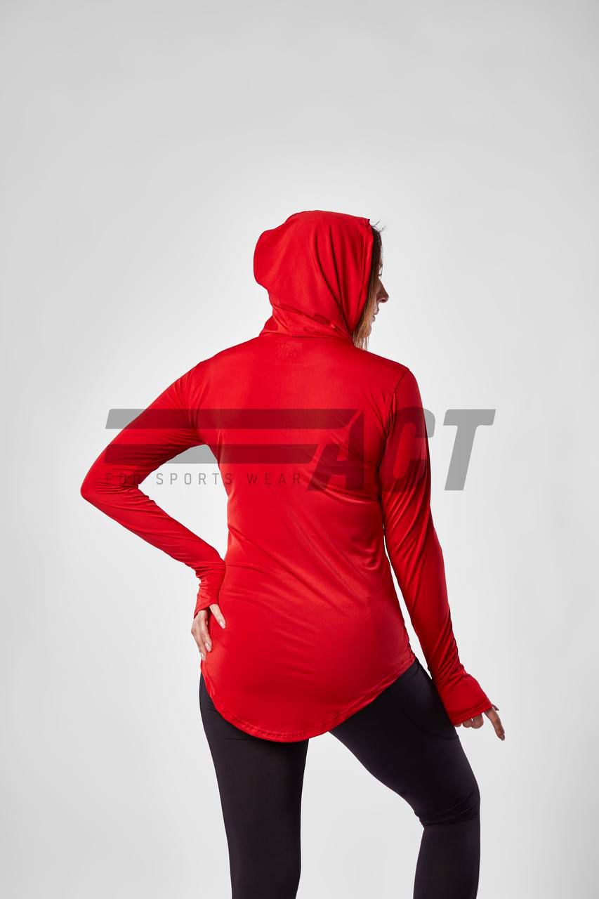 تيشيرت رياضي حريمي كابيشو كم طويل | Women's Hooded Sports Top