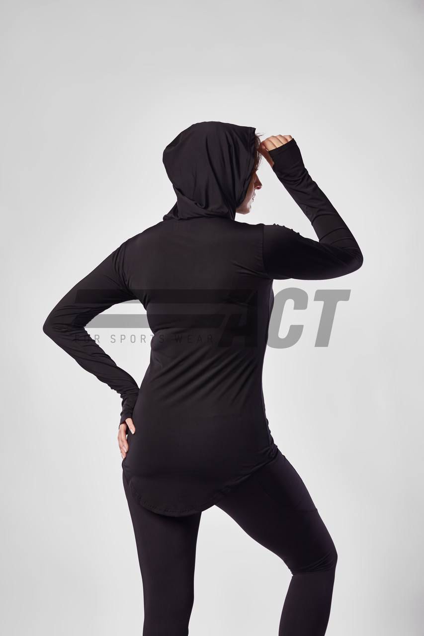 تيشيرت رياضي حريمي كابيشو كم طويل | Women's Hooded Sports Top