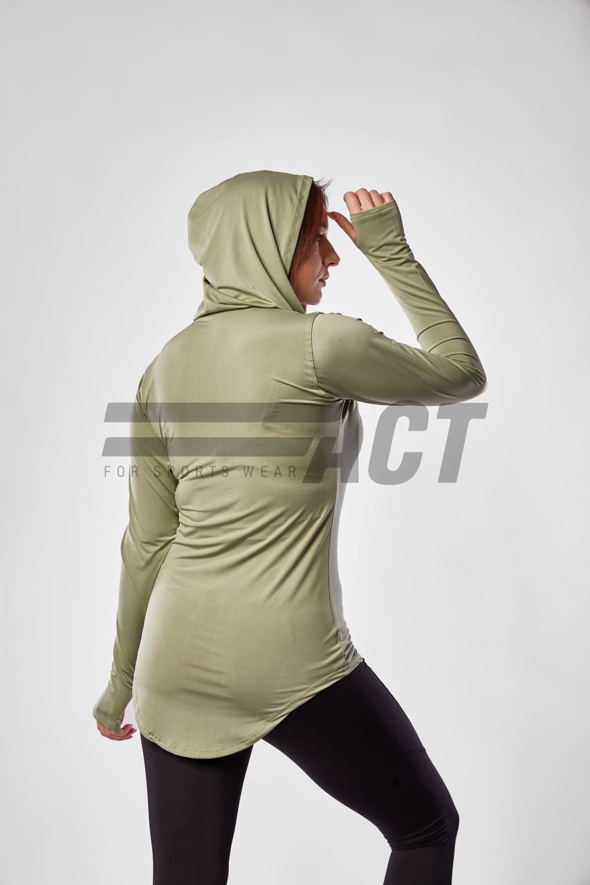 تيشيرت رياضي حريمي كابيشو كم طويل | Women's Hooded Sports Top