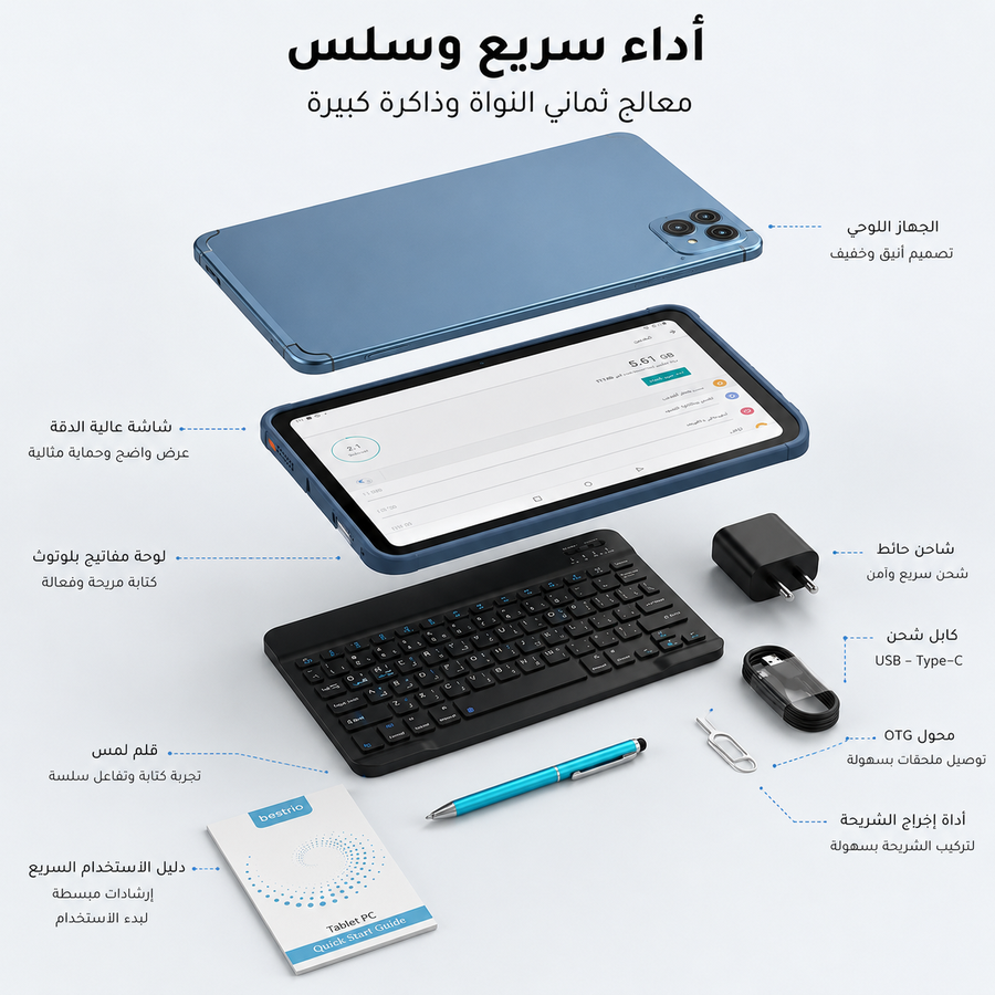 تابلت Bestrio S12 - الأداء القوي والشاشة الواسعة  + هدية  - متجر كروفيا - krovia