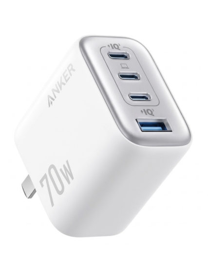 Anker Zolo 70W GaN Fast Charger (4 Ports: 3x USB-C + 1x USB-A) White