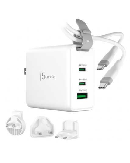 j5create JUP3565CV 65W GaN USB-C 3-Port Travel Charger