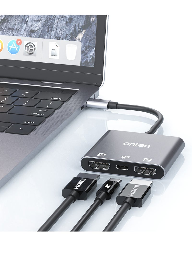 Onten USB-C to Dual HDMI Adapter with PD 3.0 (OTN-9175S)