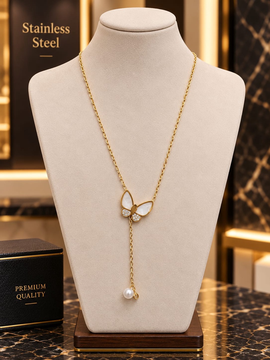 White Butterfly Necklac