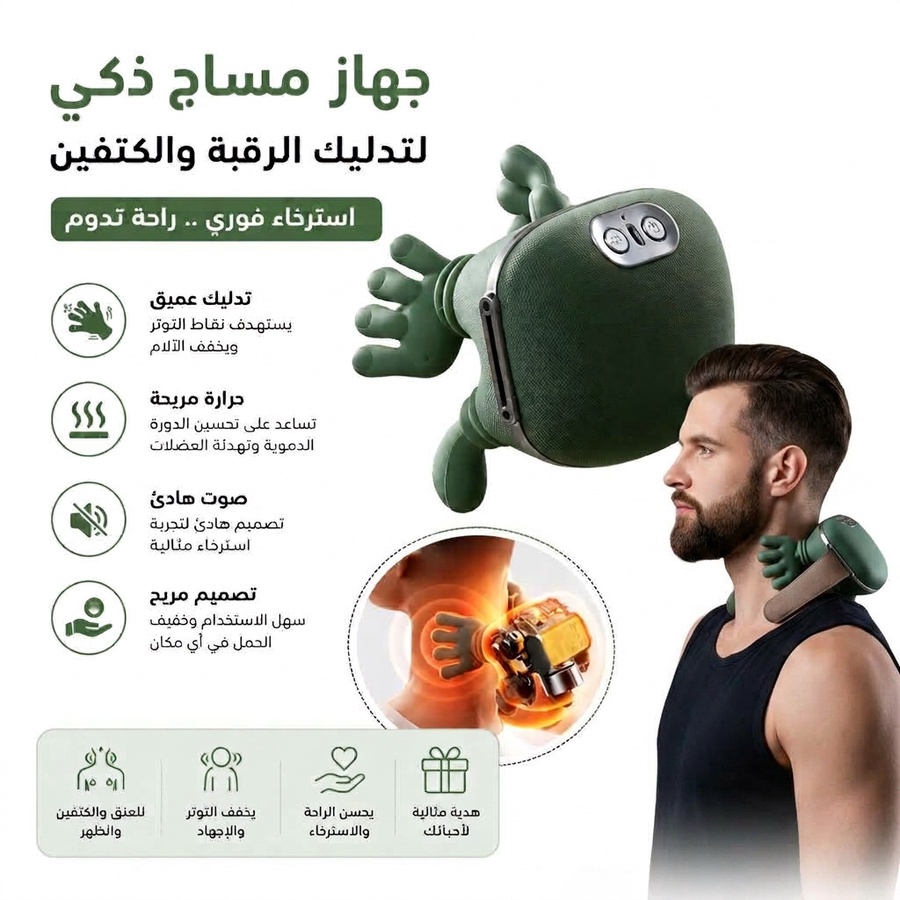 جهاز مساج Relax Pro 4D بالحرارة – لاسلكي للرقبة والظهر والقدمين