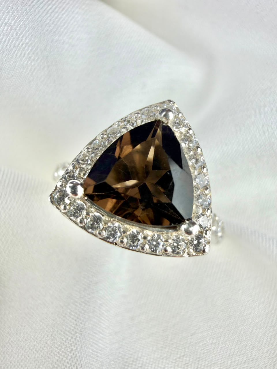 Smoky Quartz 925 Silver Ring - IGI certified 