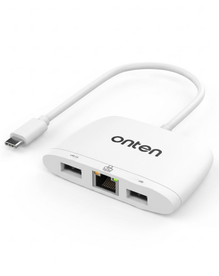 Onten OTN-UC552D 3-in-1 USB-C to Ethernet Adapter with USB 3.0 & USB Ports