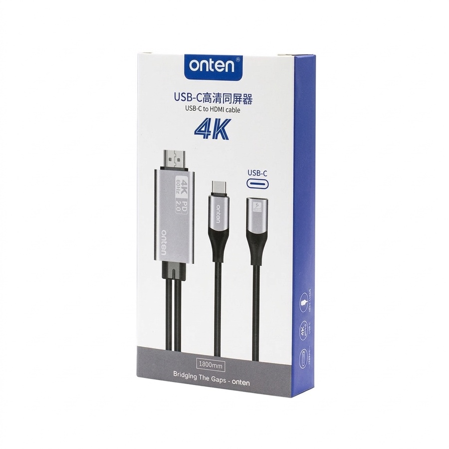 Onten OTN-9572PD USB-C to HDMI Cable with PD 3.0 Fast Charging (4K @ 60Hz)